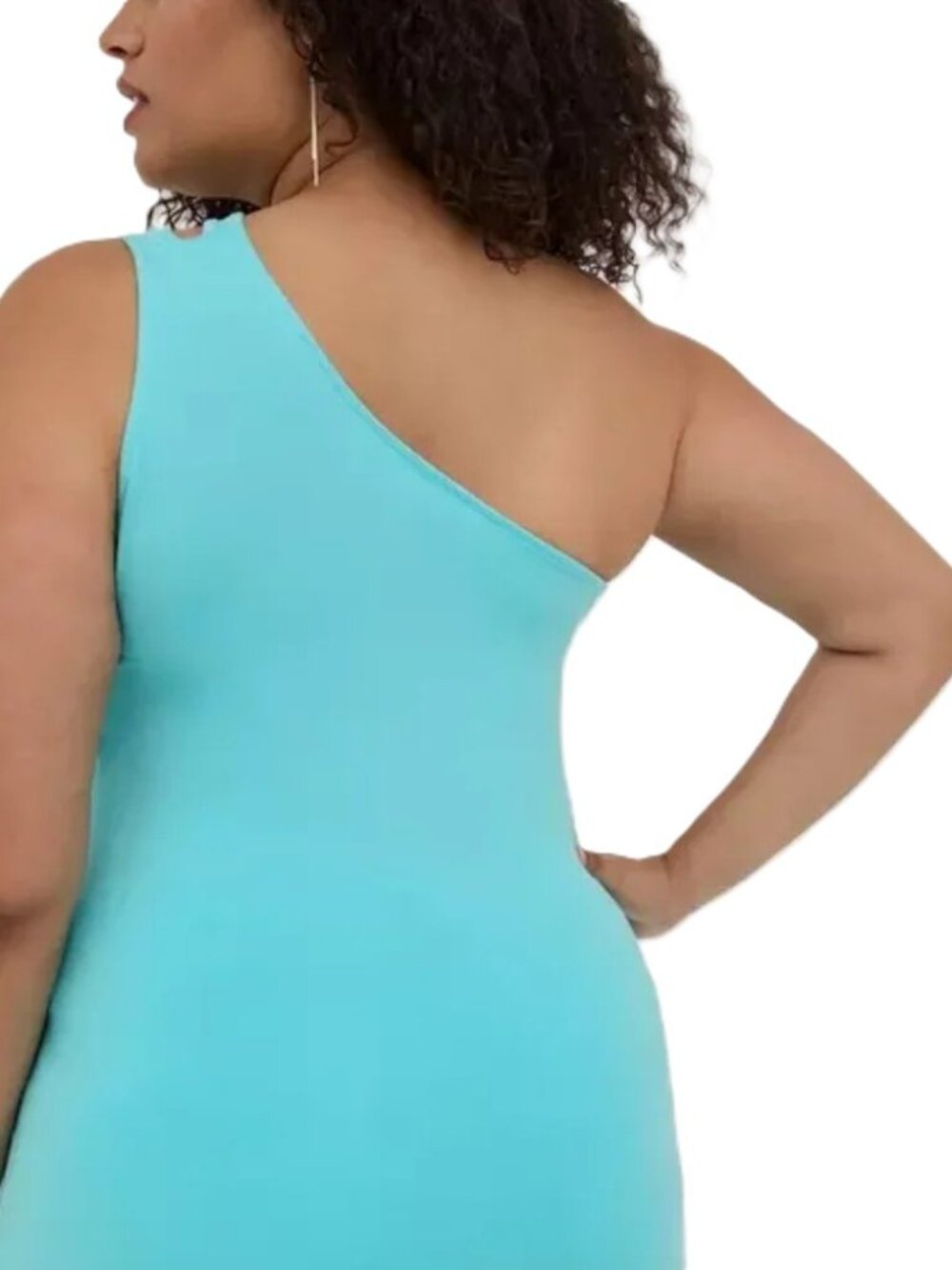 Torrid Tank Top 00 M/L 10 Blue Green Sleeveless Cutout One Shoulder Stretch - Picture 8 of 9